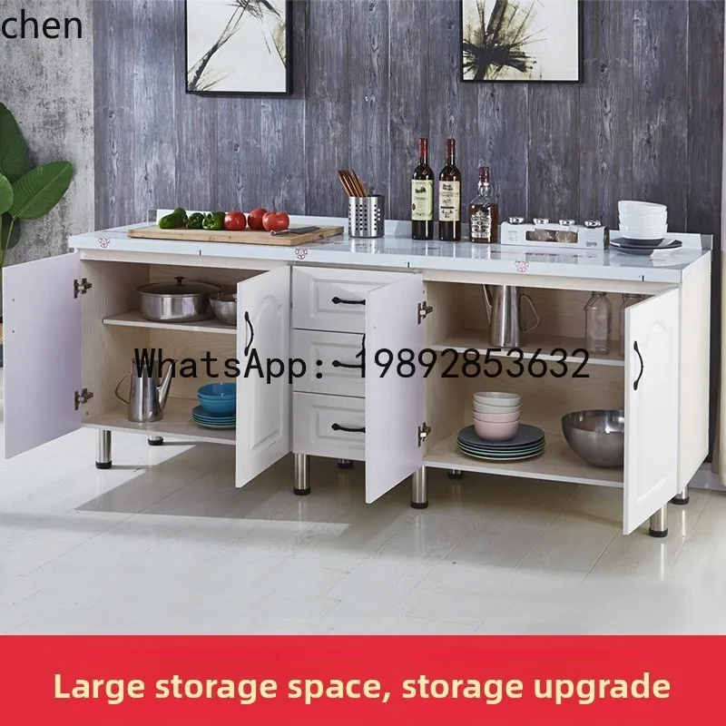 AB  Cinet Simple Stainless Steel Countertop Kitchen Cinet Stove Sideboard Solid Wood