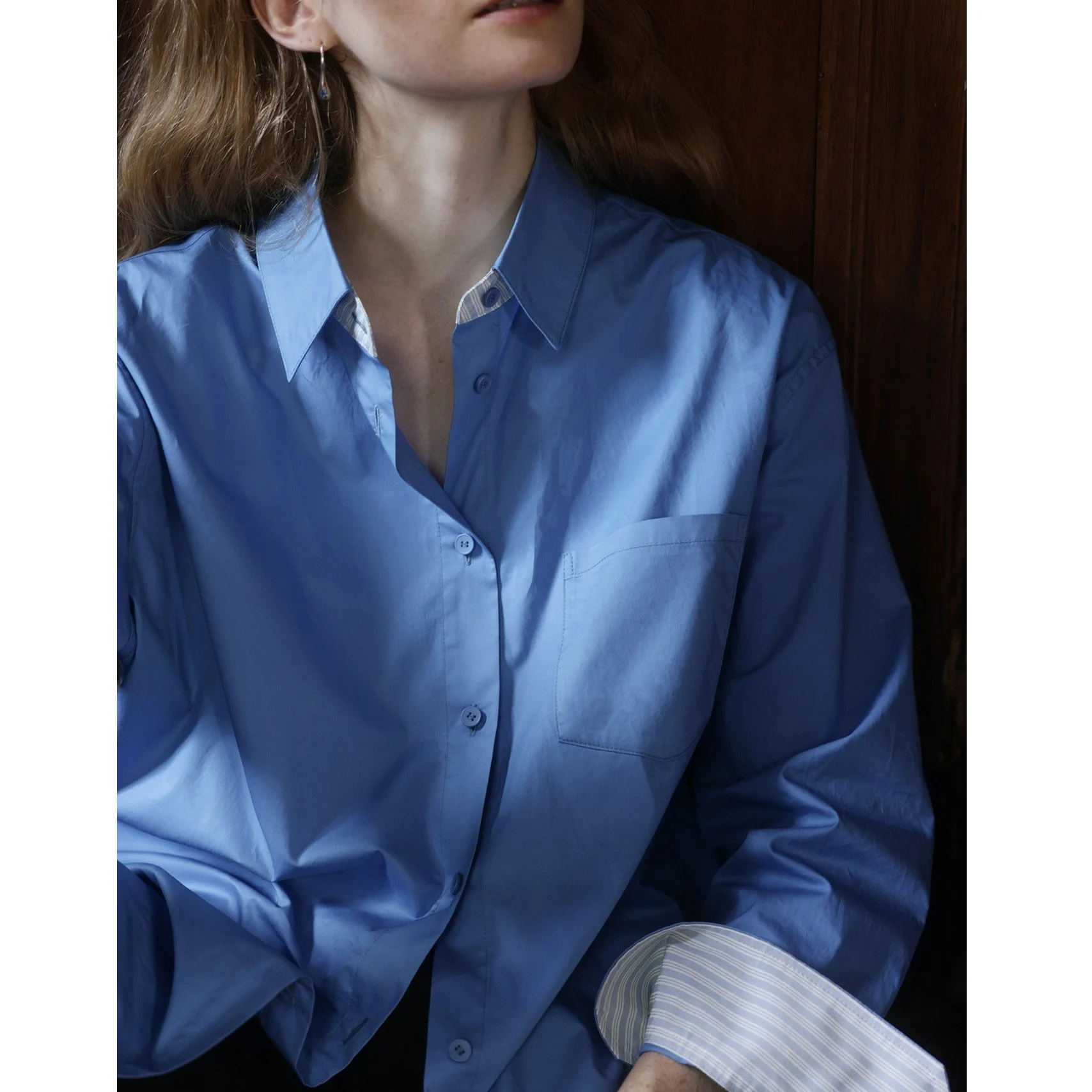 Classic 60 dense woven cotton autumn stacking yarn-dyed contrasting striped boyfriend shirt casual versatile