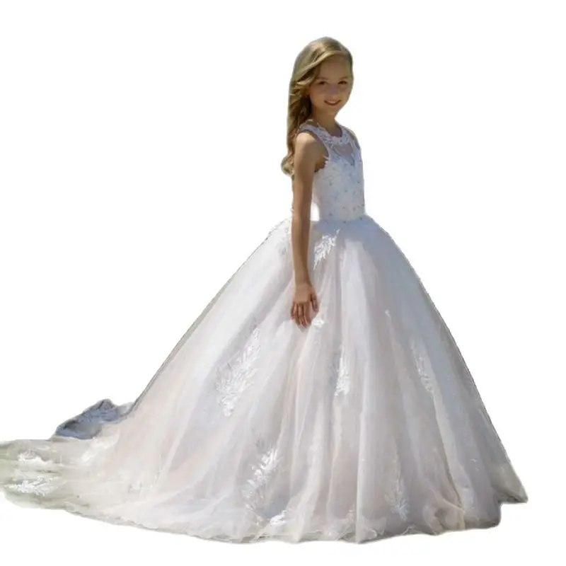 Blume Mädchen Kleider Für Hochzeit Kinder Pageant Kleid Erste Heilige Kommunion Kleider für Kleine Baby Party Prom Kleid