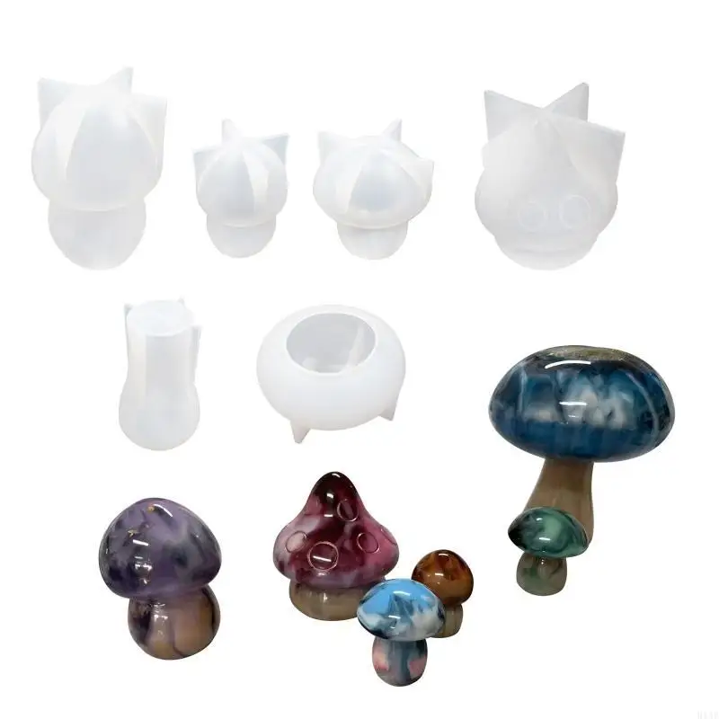 91AF 3D Crystal Little Mushroom Ornament Crafts Silicone Mold Suitable for Epoxy Resin Diy Crafts Jewelry Making Home Decor