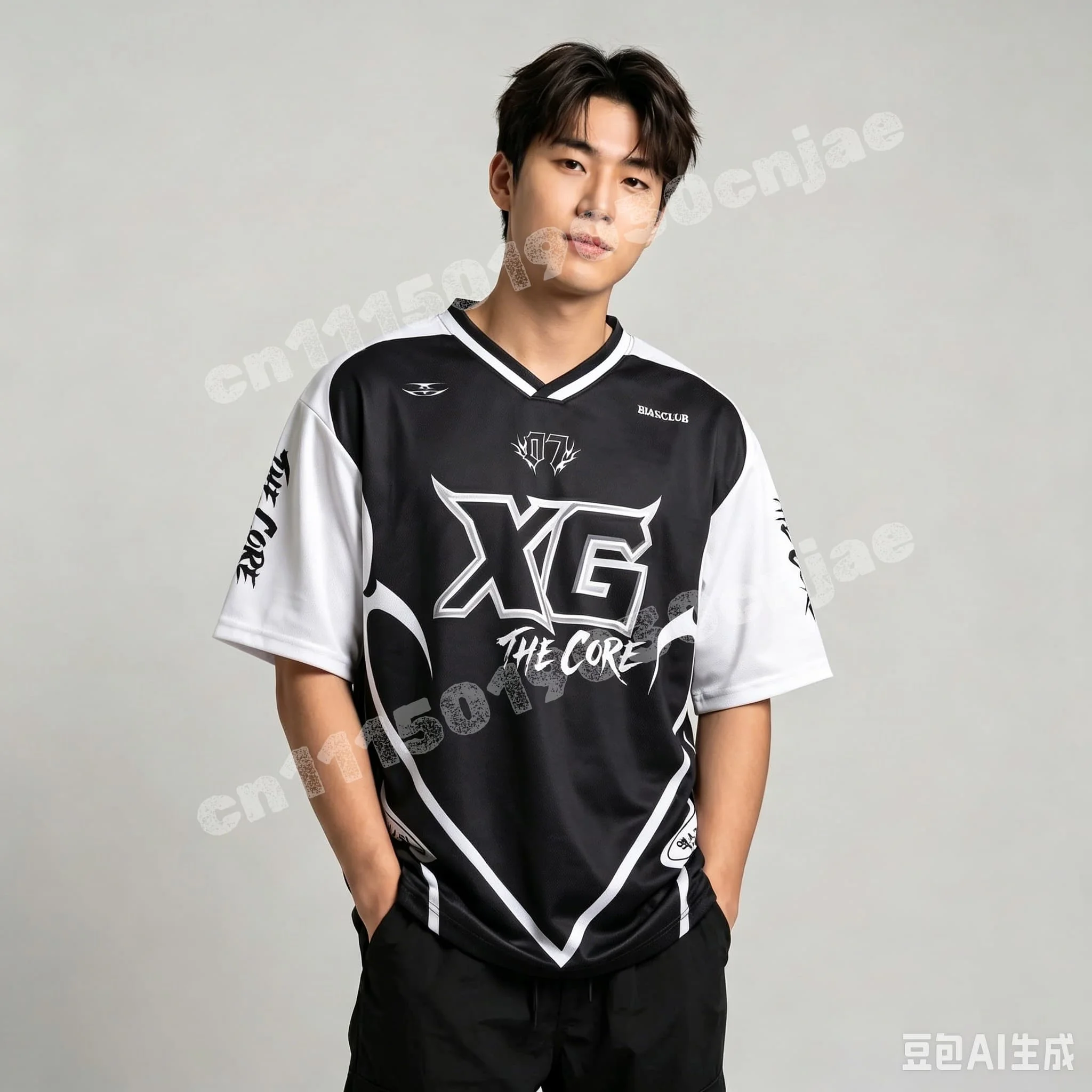 Vintage Pinstripe XG The Core No.07 Baseball-Trikot, atmungsaktives Sport-T-Shirt, passend für die ganze Familie, für Eltern und Kinder, Fans, Uniform, schnell trocknend – Detail 1