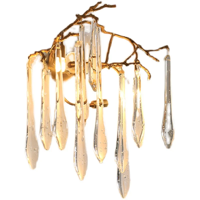 

Modern all-copper branch wall lamp light luxury crystal creative personality bedroom corridor bedside lamps 2024 new lights