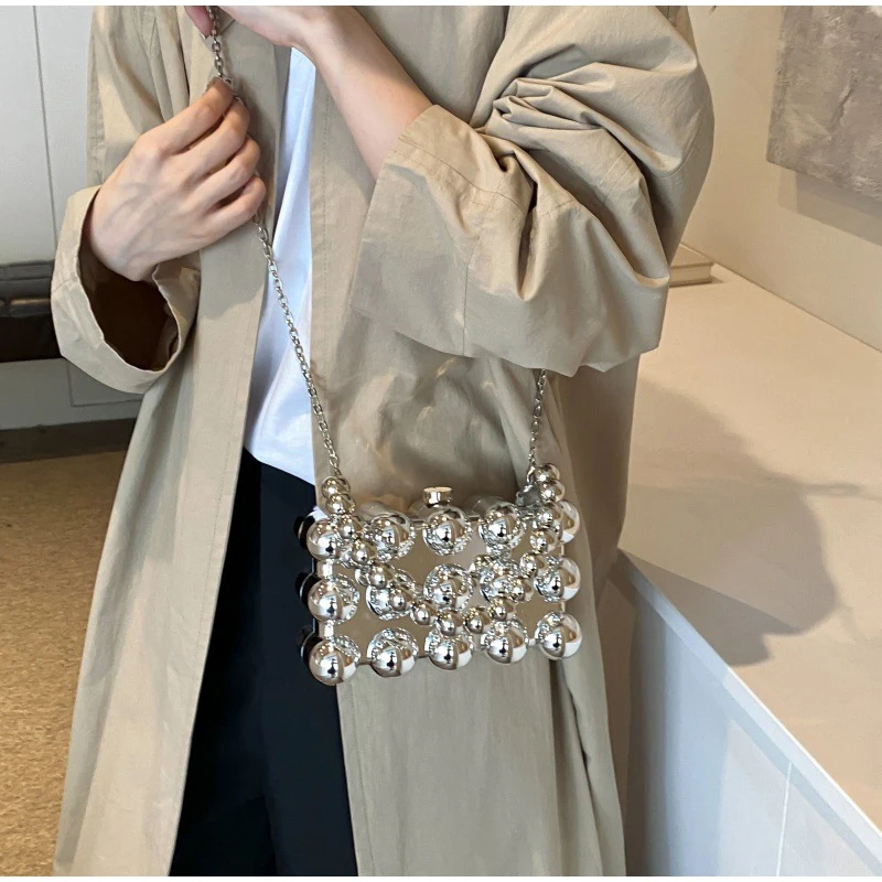 Gold Perlen Kette Bankett Geldbörse Luxus Acryl Kuchen Box Tasche Frauen Nische Design Kreative High-end-Marke Elegante Schulter handtasche – Detail 6
