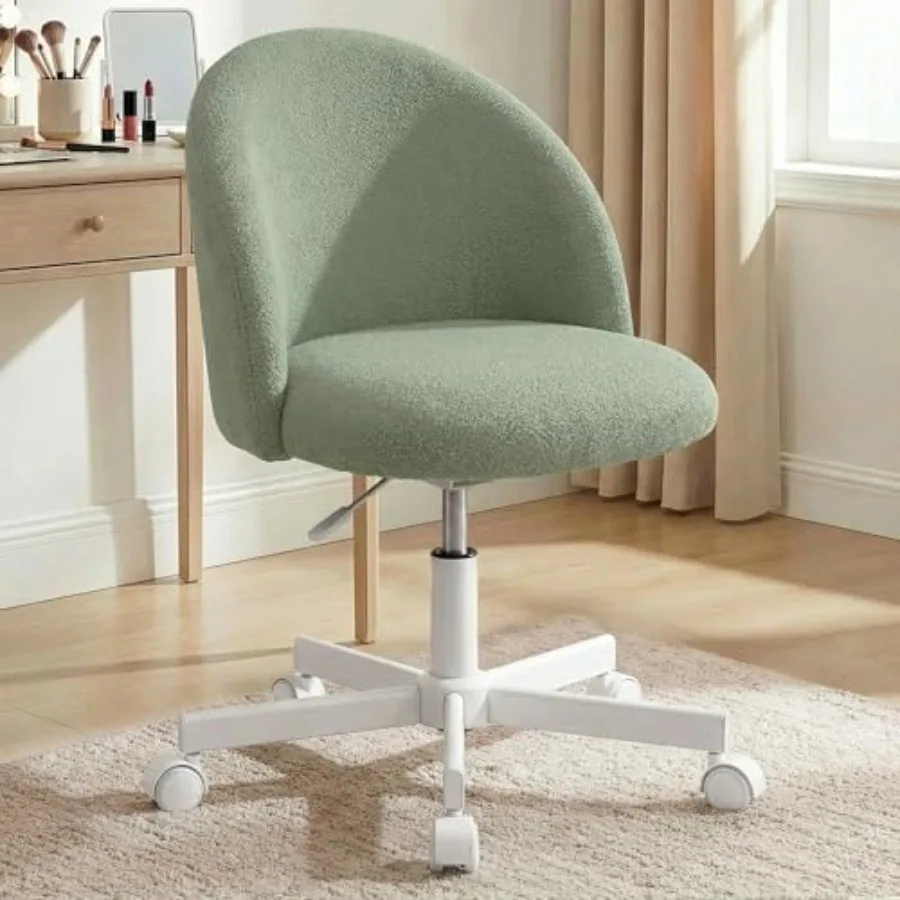 

Office Vanity Chair with Wheels Comfy Desk Chair for Girls Cute Computer Small Armless Adjustable Height Swivel for Home Bedroo