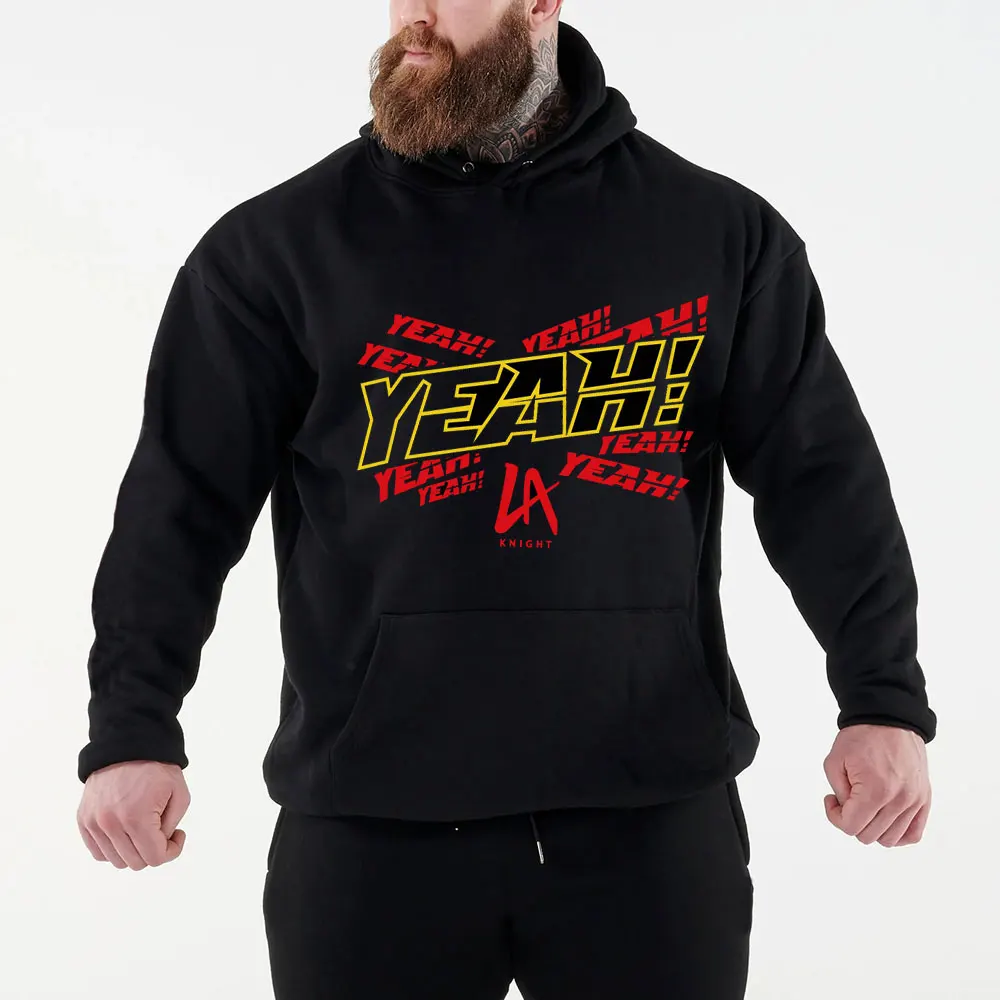 2024 Men's Fighting Fans Famous Wrestler LA Knight Black Hoodie Street Leisure Sports Pullover