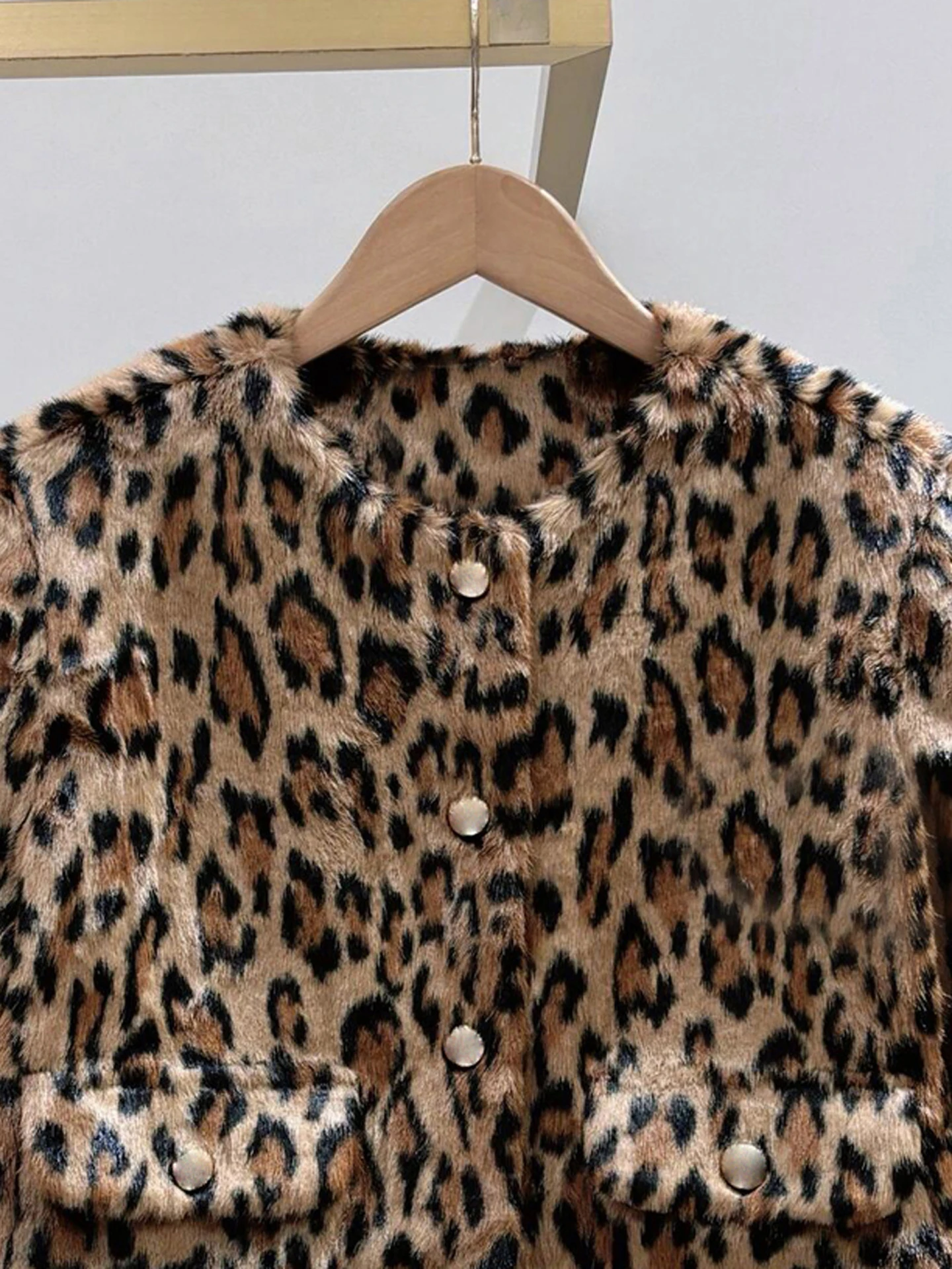 Faionable ريترو ليوبارد طباعة الفراء Jaet ort ملابس خارجية المرأة قسط الخريف الشتاء معطف M Home Nan You Commuter Sle S... #2