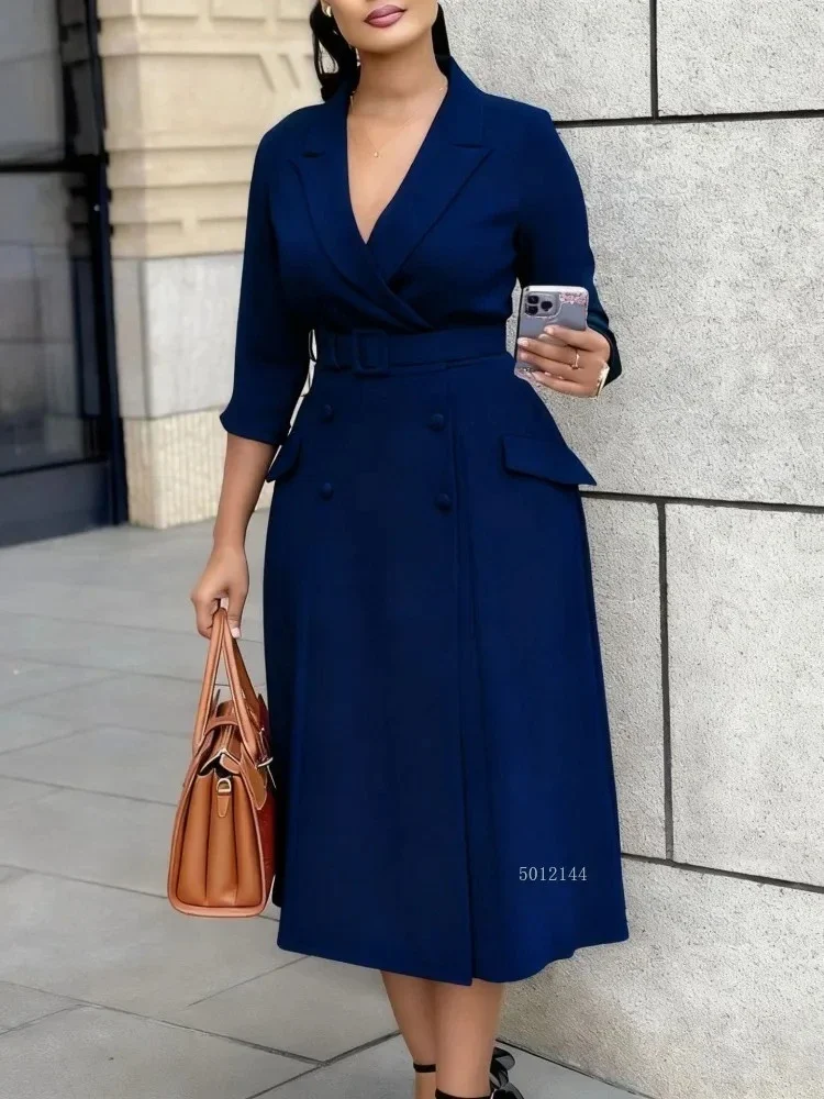 

Dashiki African Dresses for Women Elegant African Long Sleeve Autumn V-neck Polyester Midi Dress Outfits African Clothes S-3XL