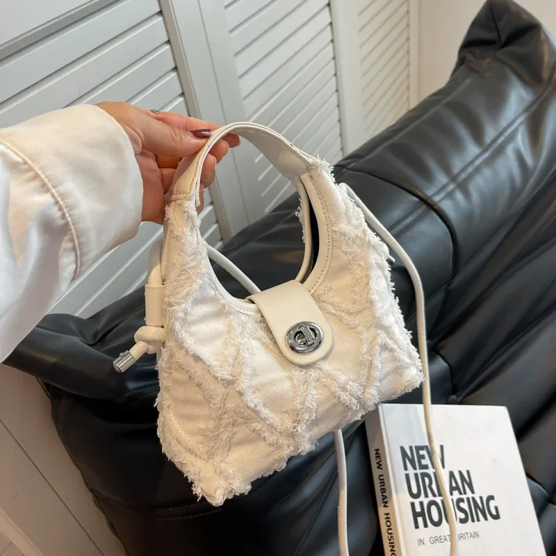 2024 New Niche Shoulder Bag Internet Celebrity Same Denim Diamond Versatile Fashion Shoulder Crossbody Armpit Bag