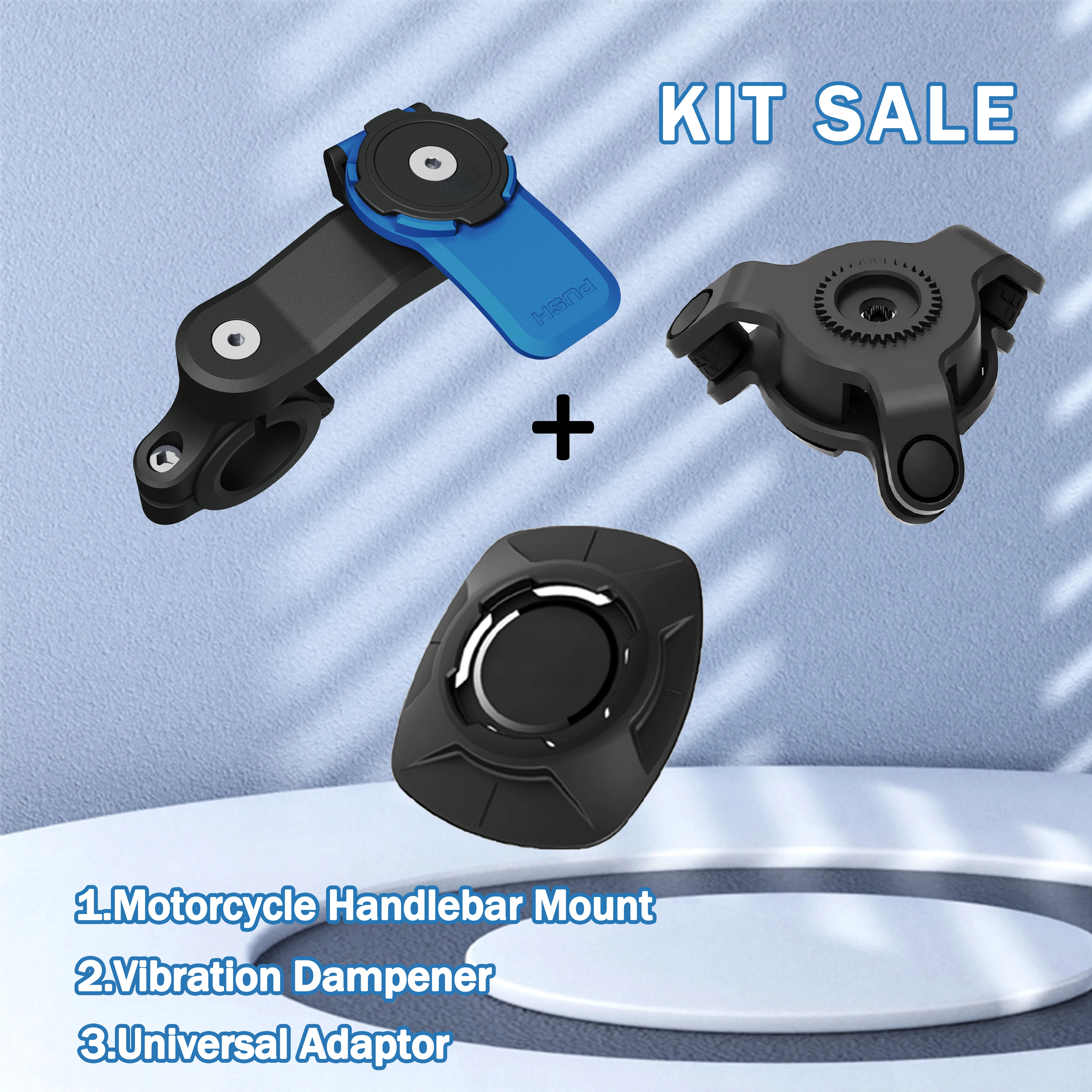 

Motorcycle Phone Bracket Kit-Motorcycle Handlebar Mount+Universal Adaptor+Vibration Dampener