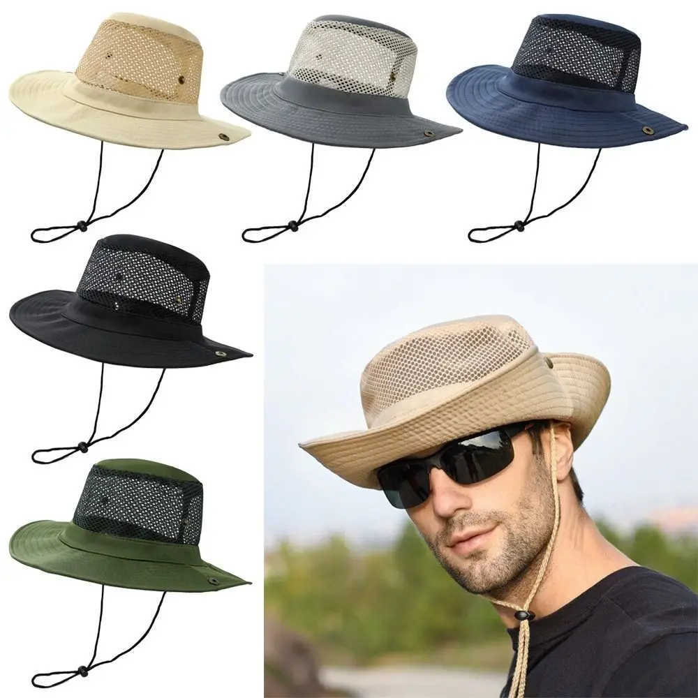 Outdoor Breathable Mesh Camouflage Bucket Hat Sun Protection Hunting Wide Brim Fishing Hiking Cap Mens Womens Sun Visor Hat