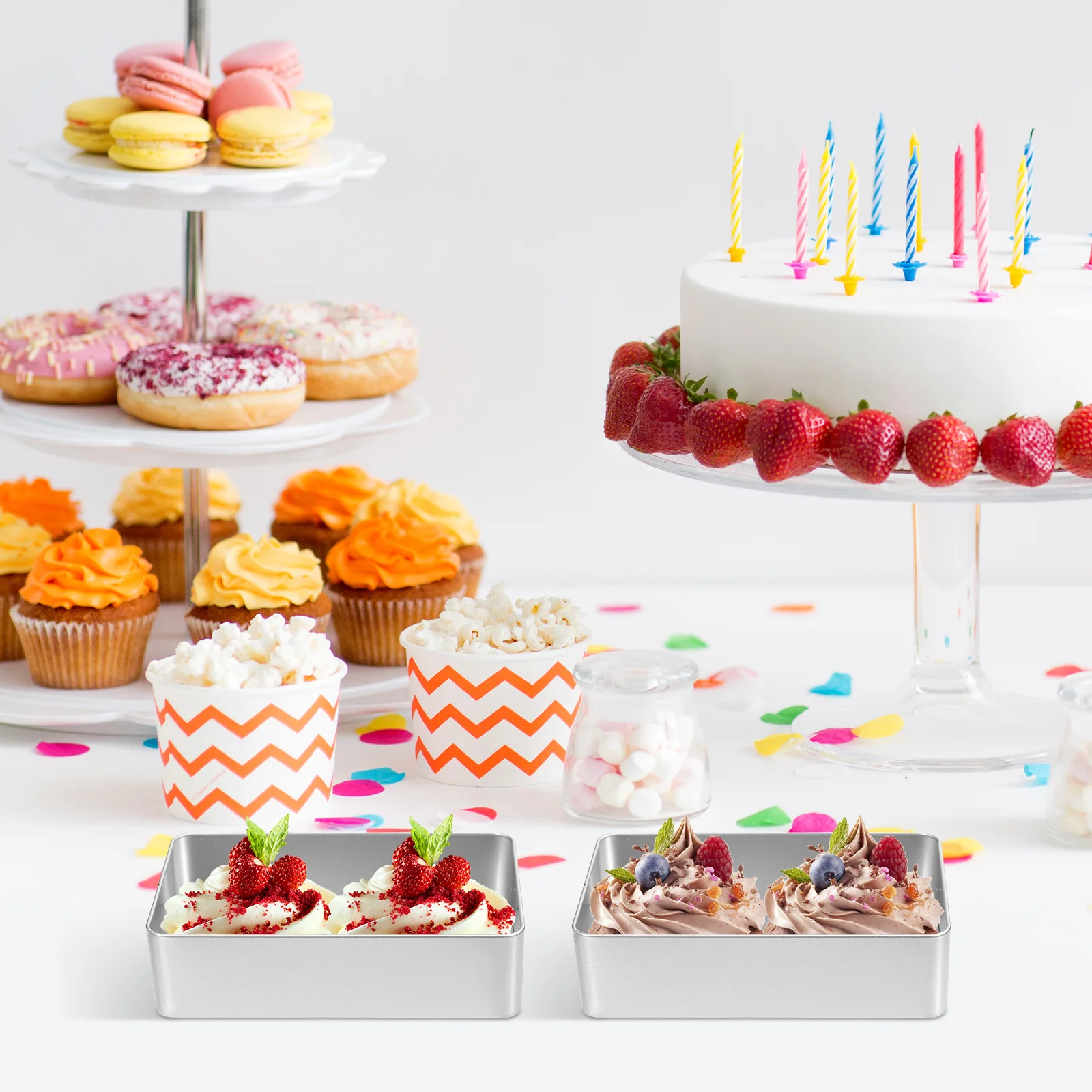 3Pcs Tinplate Storage Boxes Cookie Multipurpose Festive Candy Gift Boxes for Packaging Baking Snacks Party Favors