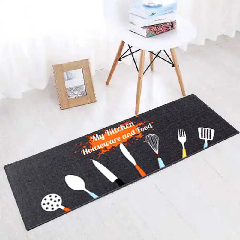 Kitchen Mat Floor Carpet Rug 40x60cm & 40x120cm Polyester Printed Waterproof Home Anti-Slip Entrance Door Mats Indoor Doormat