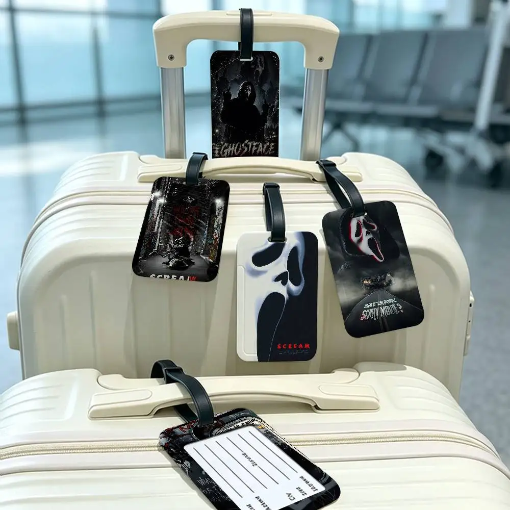 S-SCREAMS Horror Movie Travel Anti lost Name Tag PVC Information Card Holder Waterproof Luggage Baggage Label