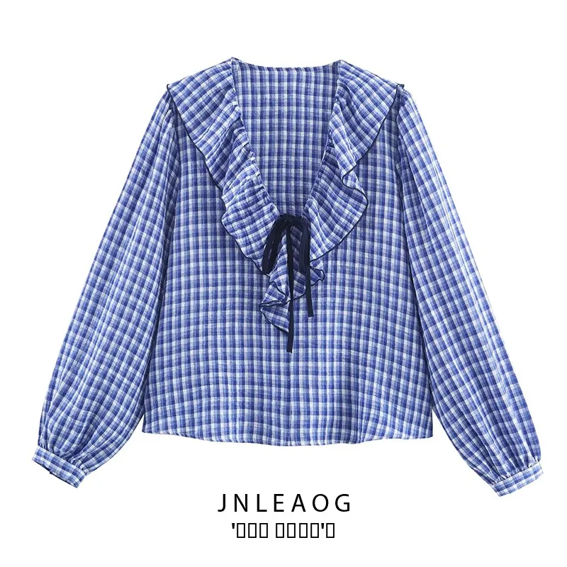 

Faionable повседневная клетчатая одежда JNLEAOG, женская одежда, многослойная декоративная универсальная осенняя новинка из полиэстера Long Sve