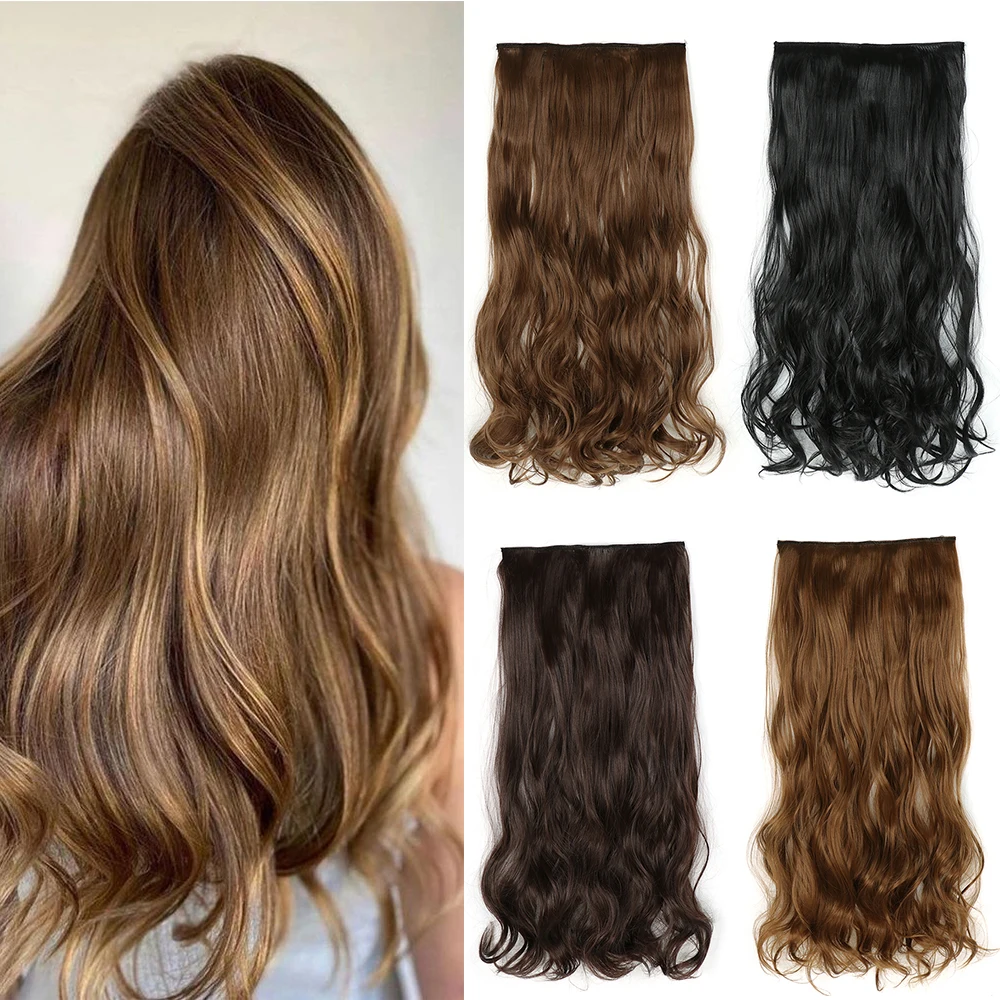 Synthetic 5 Clip On Hair Extension Curly Hair Extension  Clip In High Temperature Fiber Fake Hairpieces For Women