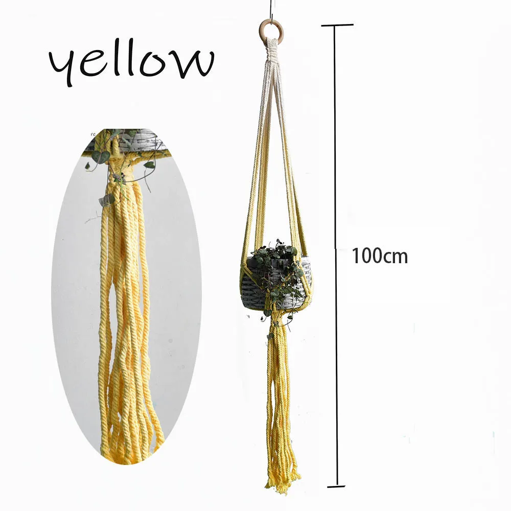 Gradient color Macrame indoor colorful hanger for plant Macrame plant pot holder
