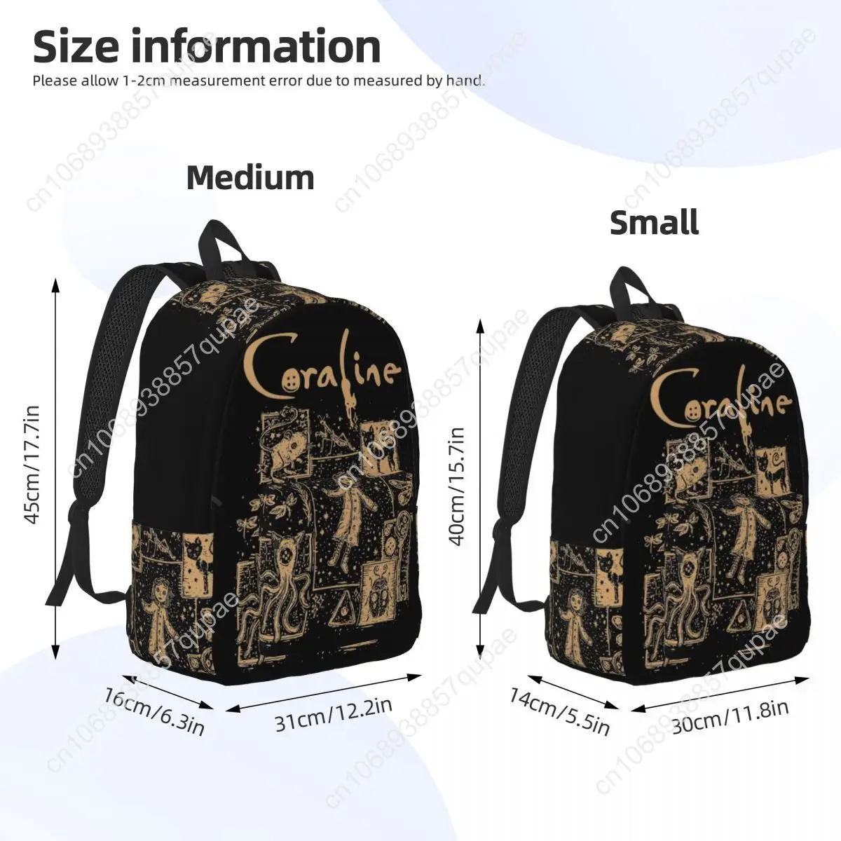 Kopie Von Coralines Cat Doll Backpack for Men Women Student Hiking Travel Daypack Horror Movie Laptop Computer Canvas Bags