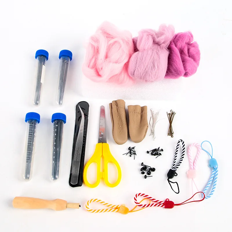 24 Color Felting Wool Needle Felting Kit Wool Felting Tools Handmade Felt Needle Set Pack Felting Fabric Materials