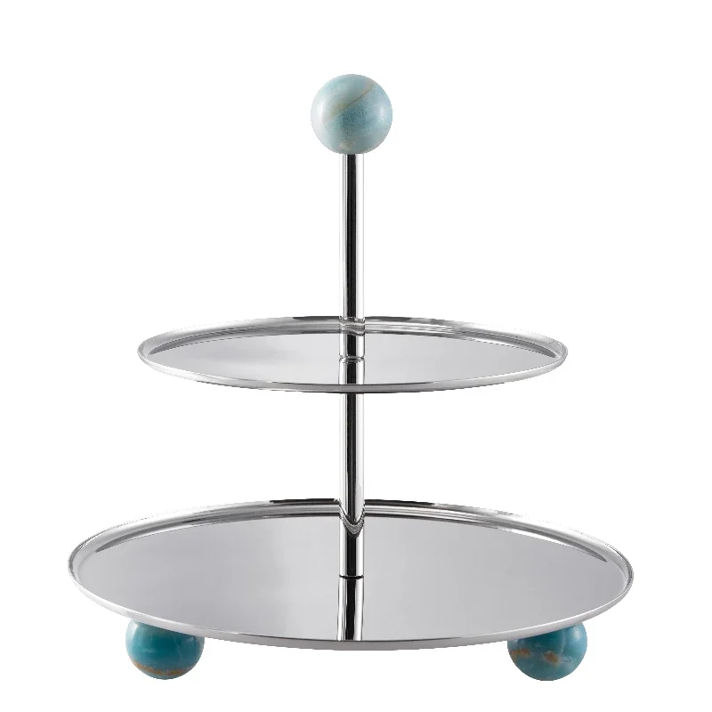 Stainless steel universal double-layer fruit plate, afternoon tea, cake plate, dessert table, storage rack