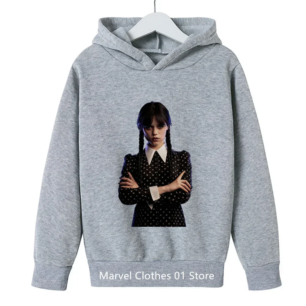 90s Sweatshirt Wednesday Addams Hoodie Children I Hate People Cartoon Clothes Kid Girl Boy Nevermore Academy Hoody Baby Tops