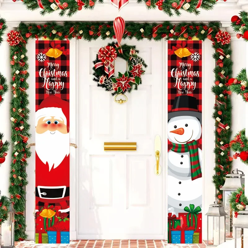 2024 Christmas Couplets Festival Party Decoration Christmas Couplets Door Curtains Green Ghost Christmas Couplets