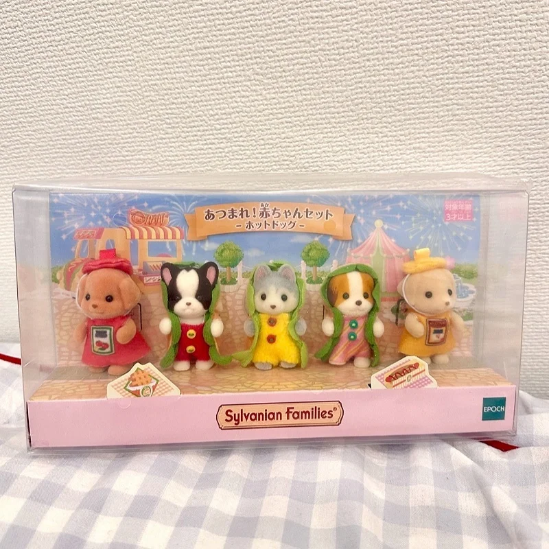 Nuove famiglie Sylvanian Anime Figure Hot Dog Set Barboncino Bulldog Husky Stazione Kawaii Ternurines Famiglia Ragazza Regalo giocattolo di Natale