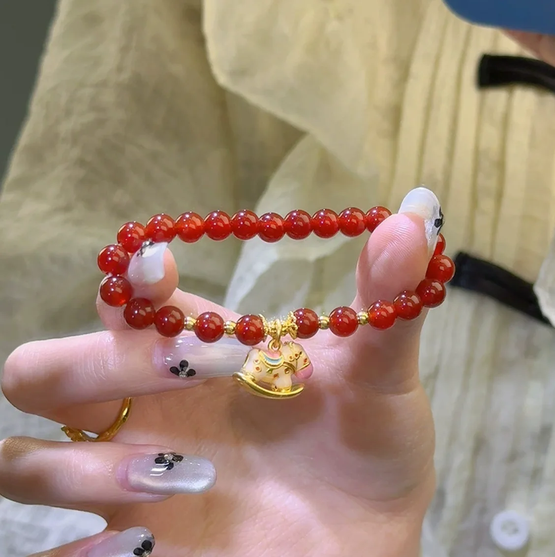 New Year Zodiac Horse Pendant Bracelets for Women Cute Cartoon Horse Beaded Bracelets Aesthetic Party Jewelry Accessories