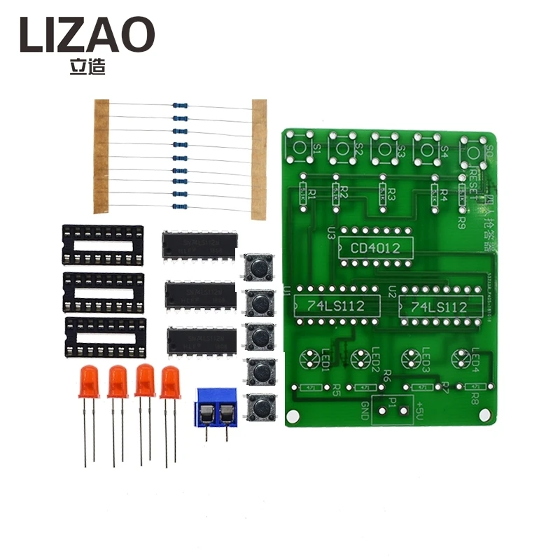 LIZAO 4 Channel Four Person Responder DIY Kit Teaching Welding Practice PCB Electronic Experiment Parts