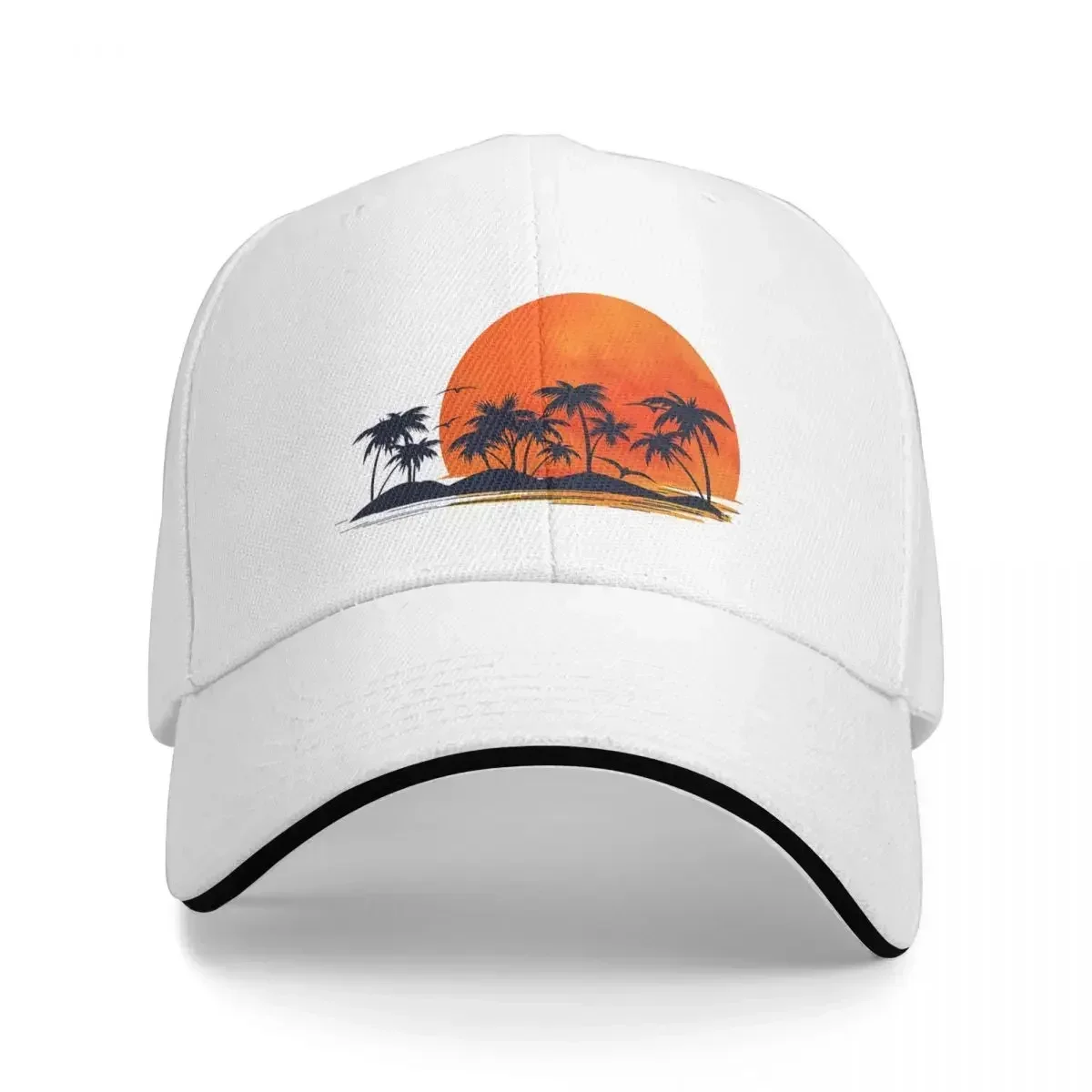 Sunset On Islands With Palm Trees - Red Style - Tropical Edition Baseball Caps Snapback Baseball Hats Breathable Casual Unisex