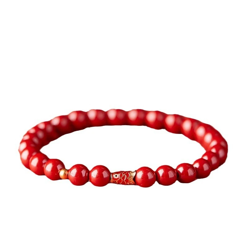 2026 Purple Gold Sand Fortune-Enhancing Cinnabar Blessing-Activated Bracelet Jade Birth Year Gift Cinnabar Bead Bracelet