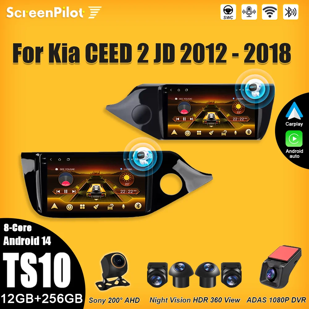 

Car Android For Kia CEED 2 JD 2012-2018 Car Radio Multimedia Video Player 2 din Carplay Wireless Android Auto Bluetooth Wifi