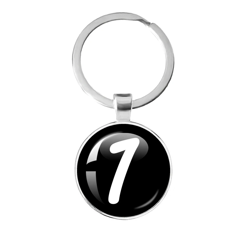 Personalized 0-9 Digit Glass Cabochon Handmade 25mm Glass Dome Pendant Keychain As a Gift For Friends