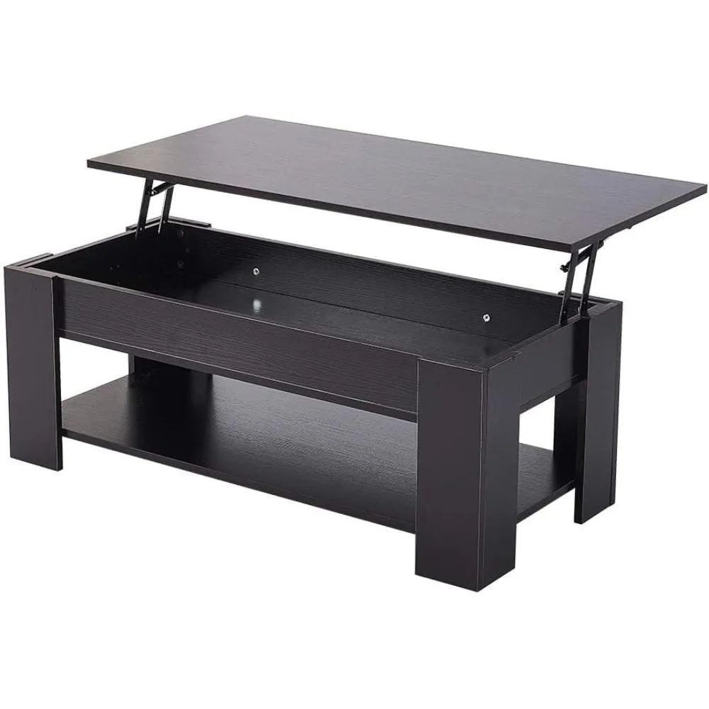 

Modern Lift Up Top Coffee Table with Hidden Storage and 1 Shelf Wooden Tea Table Sofa End Table for Living Room, Office, 39.4"