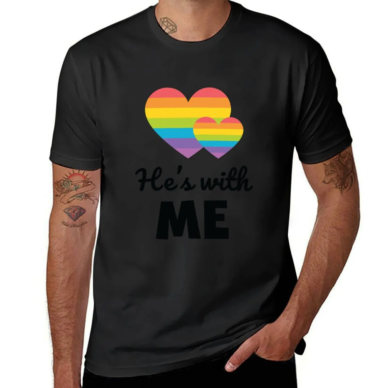 

He's With Me LGBTQ Rainbow Gay Couple T Shirt T-Shirt T-shirts oversize quick-drying plus size men clothing