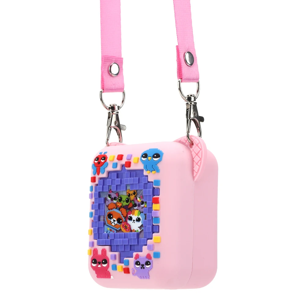 3D Animal Print Silicone Case Protective Case with Lanyard Protective Skin Sleeve for Bitzee Digital Pet Interactive Virtual Toy