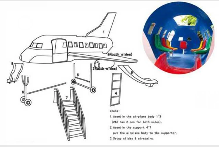 Popular Children's Favorite Fiberglass Aircraft Outdoor Playground Children's Airplane Playground