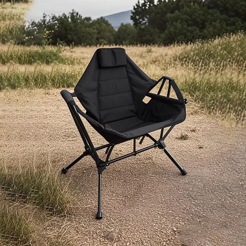 Portable Aluminum Alloy Folding Rocking Chair Outdoor Camping Recliner Relaxation Bed Lightweight Garden Patio Furniture Seat