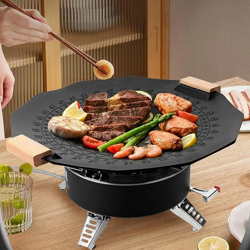 Multi Griddle Pan Nonstick BBQ Grill Pan Stove Top Griddle For Open Fire Camping Smokeless Barbecue Tray For Pork Ramen Grilled