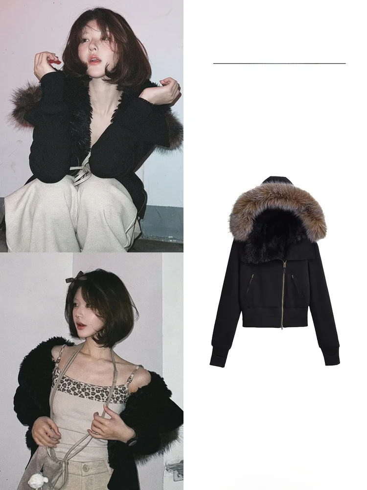 

Женская утепленная куртка Zhaolu Bla с капюшоном и меховым воротником, новая модель осень-зима, с хлопковой подкладкой