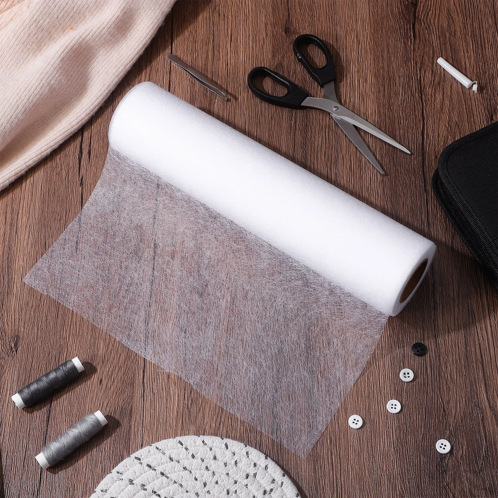 White Non-Woven Double Sided Fusible Interfacing Fabric Stabilizer for DIY Sewing Crafts Quilting Projects Easy to Use High