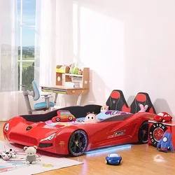 Cama de coche de dibujos animados para deportes de competición para niños ABS T3 parte trasera de espuma de alta densidad todo incluido para uso doméstico