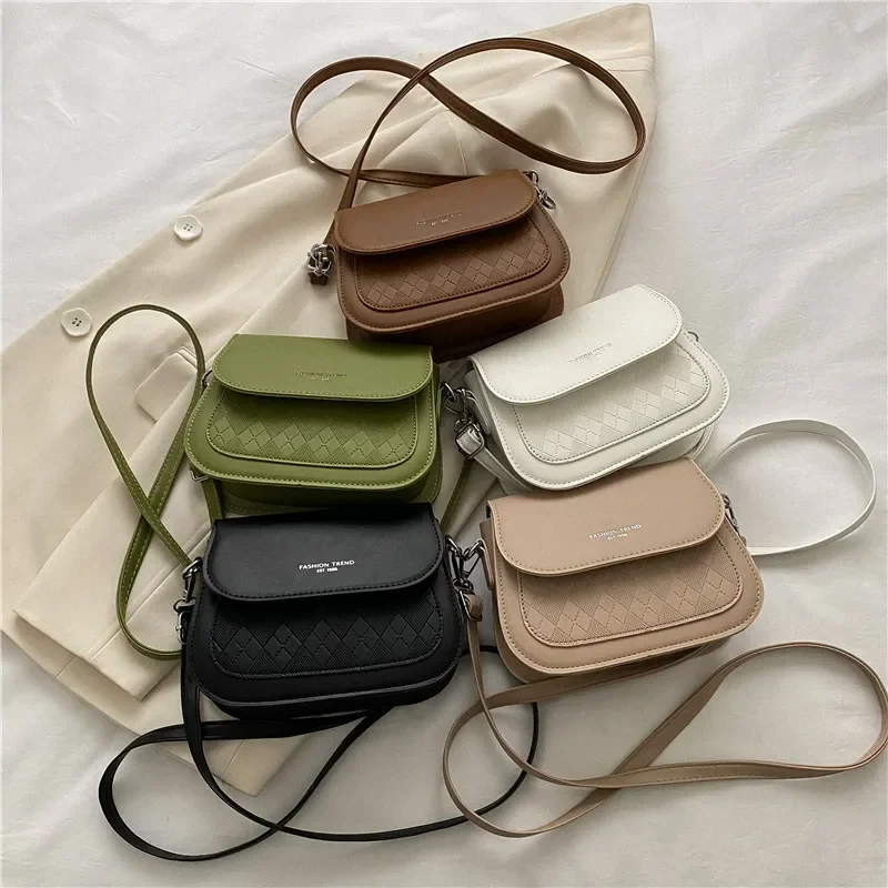 Women Luxury Design Crossbody Shoulder Bags PU Leather Female Vintage Saddle Bag Solid Color Messenger Bag Small Handbag bolsas