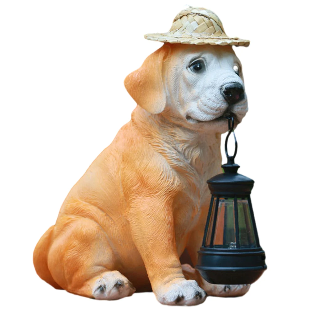 

Cute Animal Sculpture Ornaments Waterproof Labrador Statue Solar Lamp Versatile for Garden Lawn