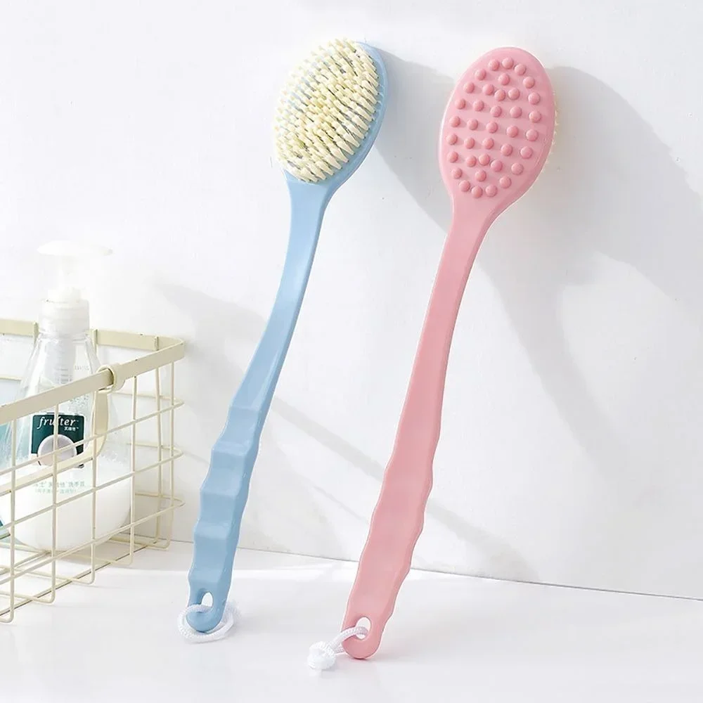 Soft Body Scrubber Shower Exfoliating Scrubs Long Handle Bath Brush Exfoliator Skin Massager Cleaning Brush Bathroom Accessories