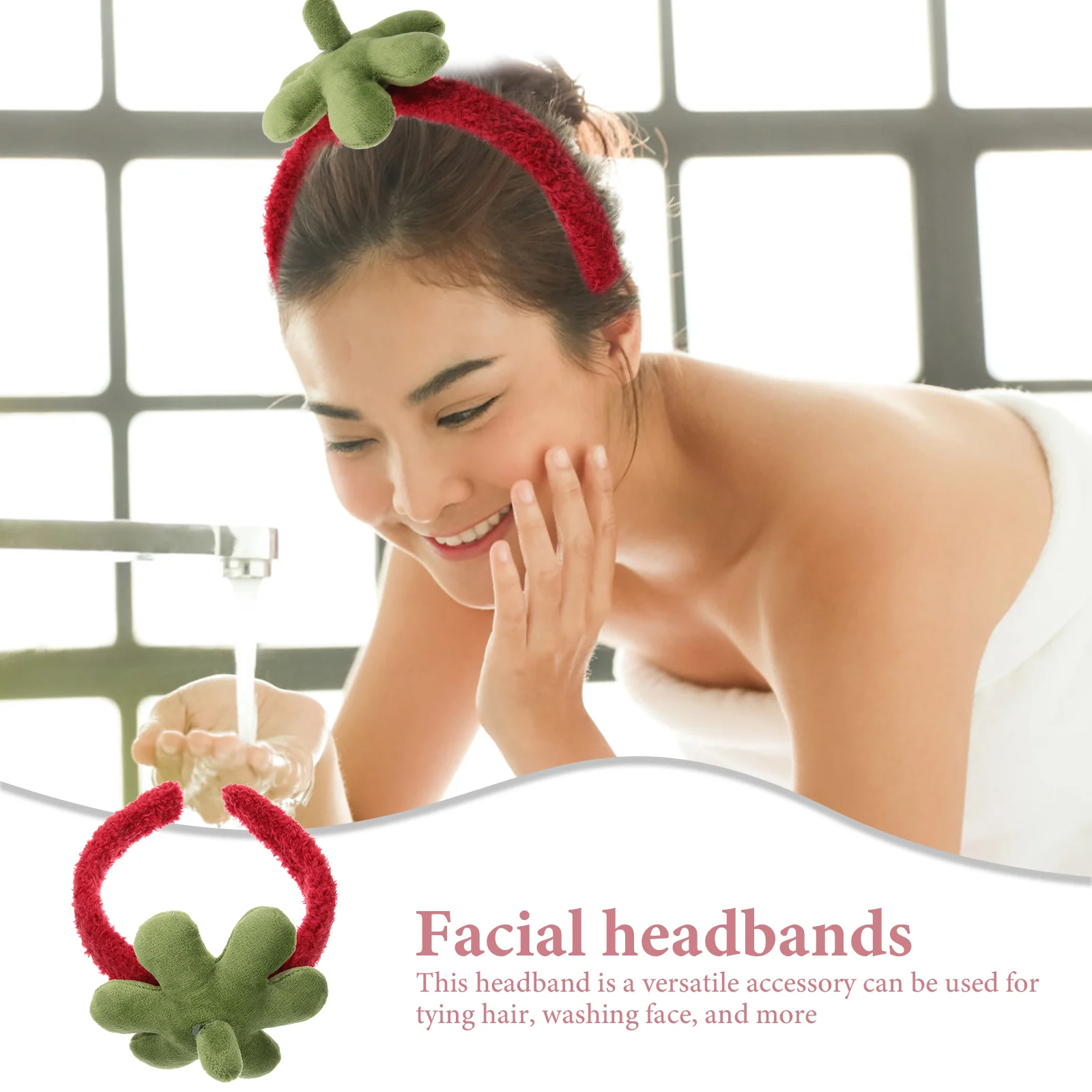 Strawberry Shampoo Strip Skincare Headband Headbands Cute for Washing Face Spa Facial Women Scarf