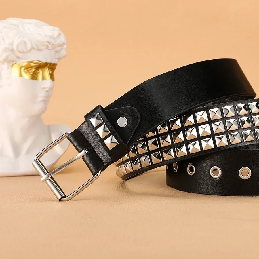 Trendiger Nietengürtel, Heavy-Metal-Gürtel für Männer und Frauen, Punk-Nachtclub-Rock-Stil-Gürtel, Jeansgürtel, Y2K-Gürtel, modische Dekoration, Damengürtel – Detail 6