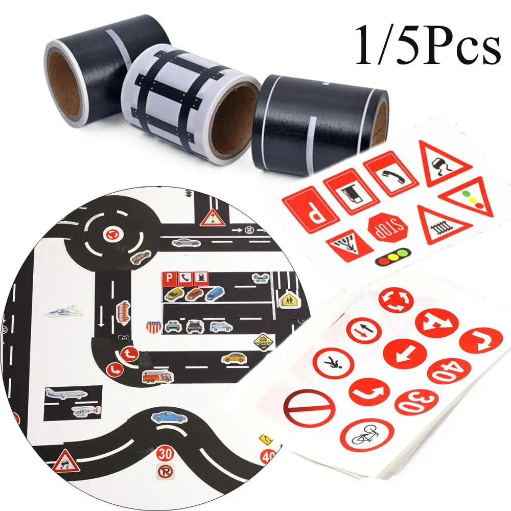 1/5Pcs Creative Kids Learning Intelligence Safety Education Railway Road Tape Study Road Signs Tool Traffic Sticker