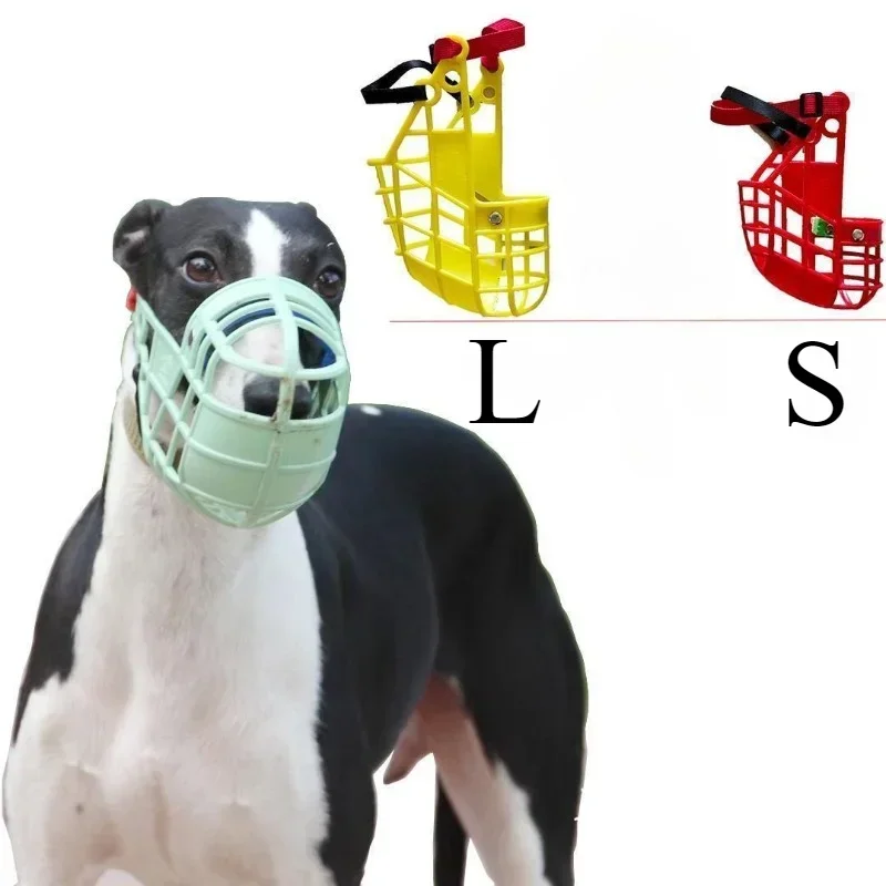 Adjustable Dog Muzzle Plastic Mask Anti-Barking Bite Mouth Cover for Small/Medium/Large Greyhound-Random Colors