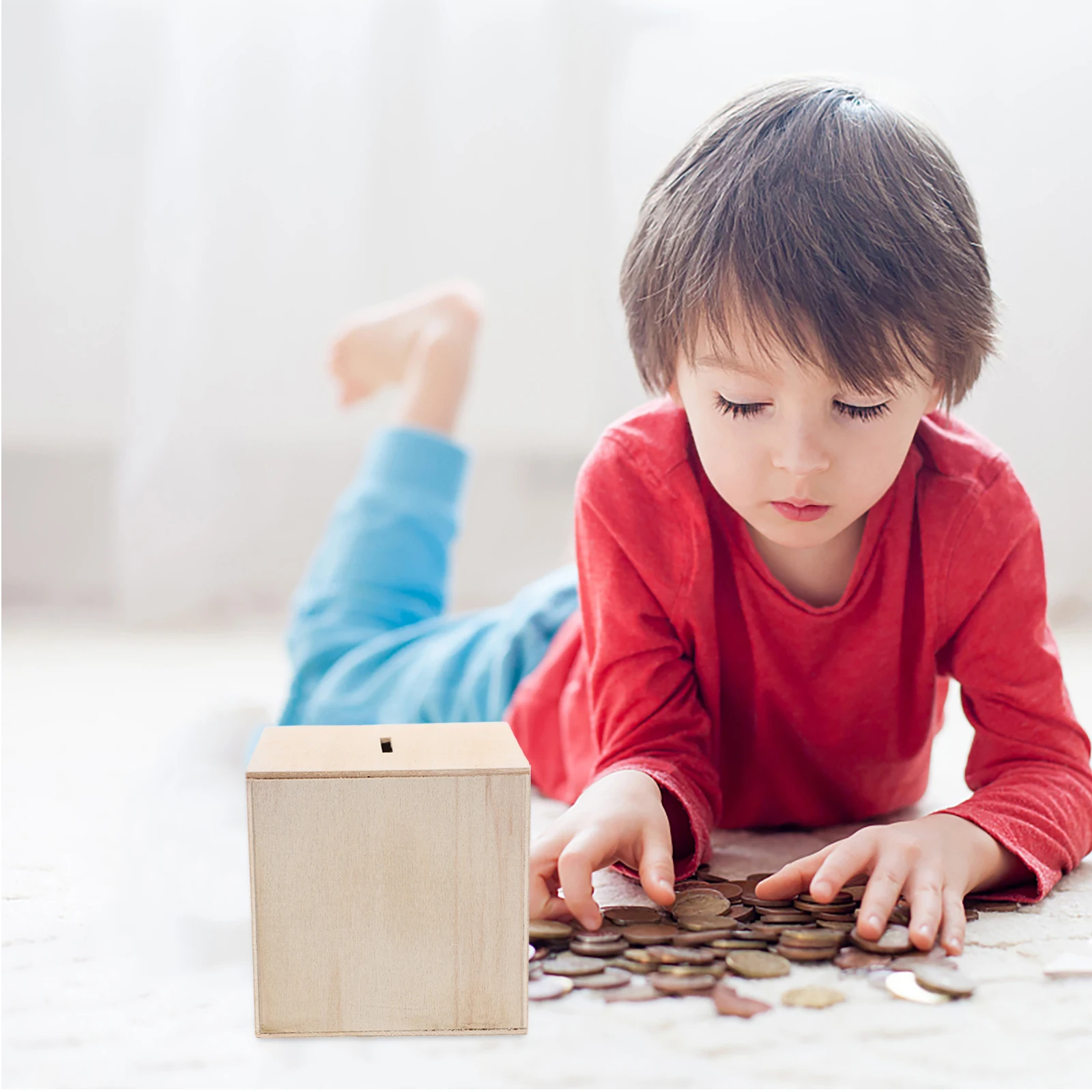 

4 Pcs Wooden Piggy Bank Saving Containers Kids Money Unfinished Coin for Diy Manual Child