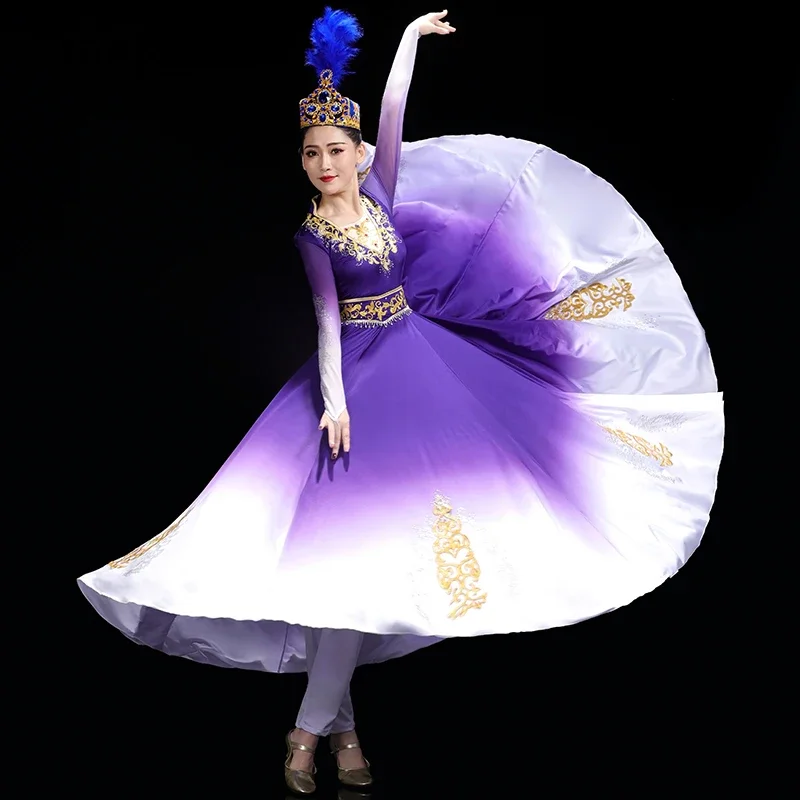 Xinjiang Dancing Dress esame artistico in stile etnico Solo Dance Opening Dance Swing Skirt Costume da spettacolo teatrale